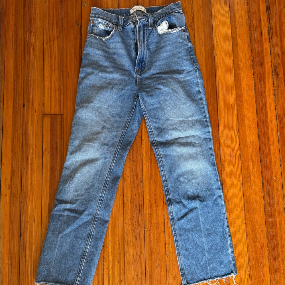 Abercrombie & Fitch Blue Ankle Cropped Jeans